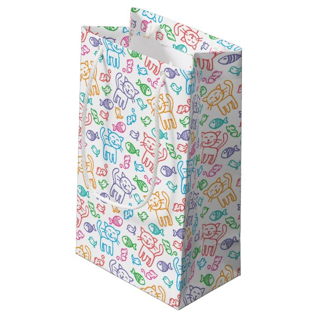cat pattern small gift bag (Back Angled)