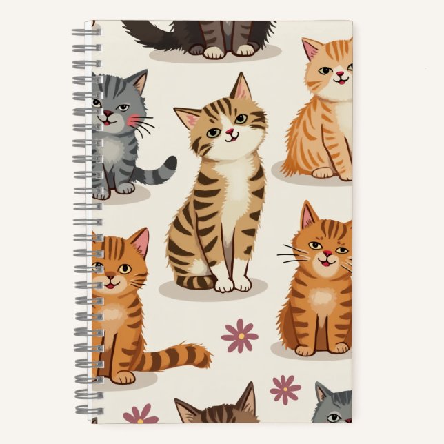 Cat Pattern Square Notepad Notebook (Front)