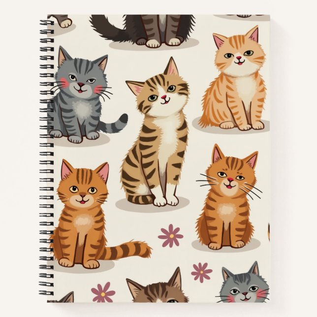Cat Pattern Square Notepad Notebook (Front)