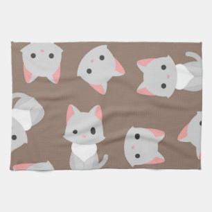 Cat pattern tea towel