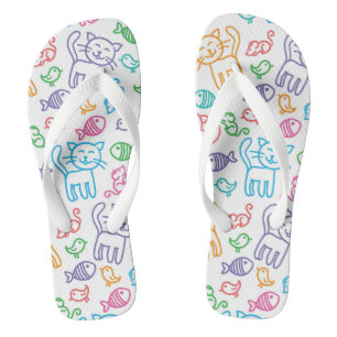 cat pattern thongs