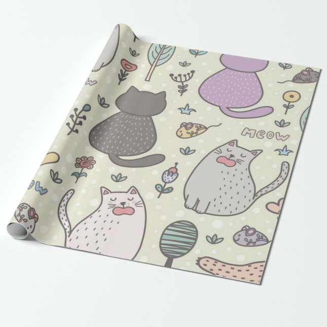 Cat pattern wrapping paper (Unrolled)