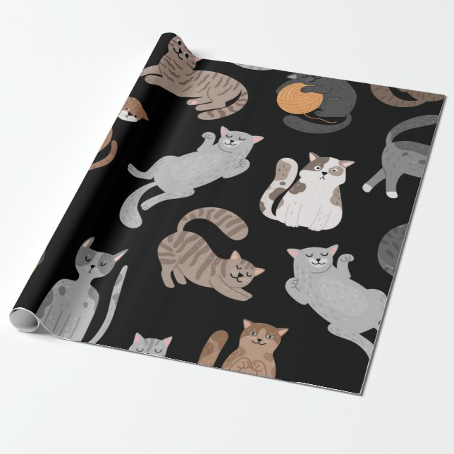 Cat pattern wrapping paper (Unrolled)