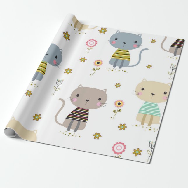 Cat pattern wrapping paper (Unrolled)
