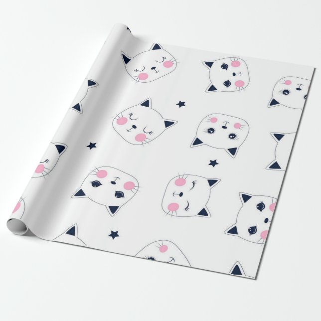 Cat pattern wrapping paper (Unrolled)