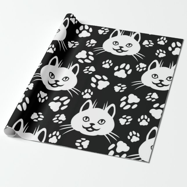 Cat pattern wrapping paper (Unrolled)