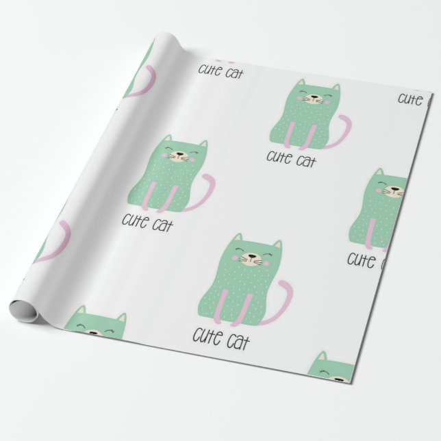 Cat pattern wrapping paper (Unrolled)