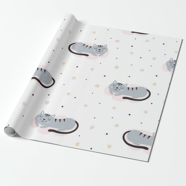 Cat pattern wrapping paper (Unrolled)
