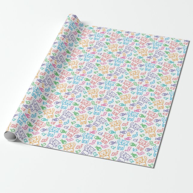 cat pattern wrapping paper (Unrolled)