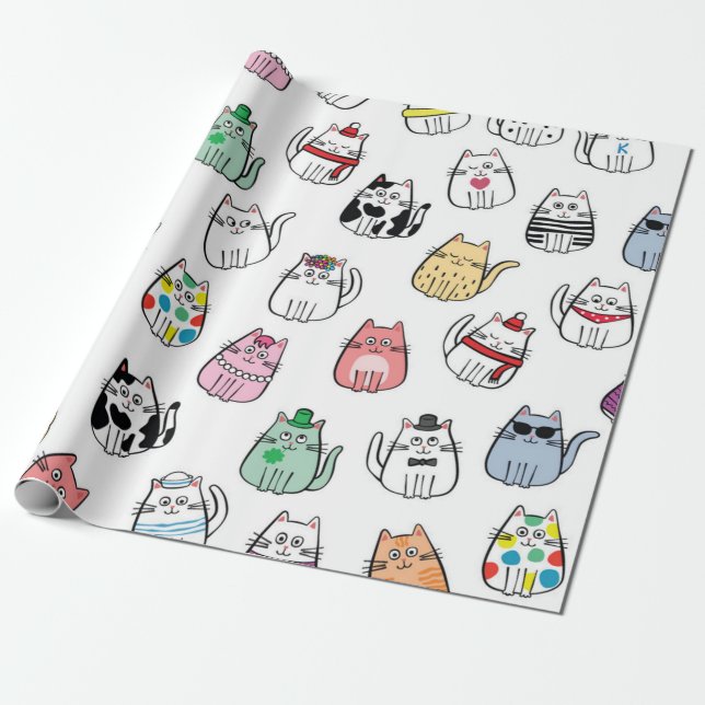 Cat pattern wrapping paper (Unrolled)