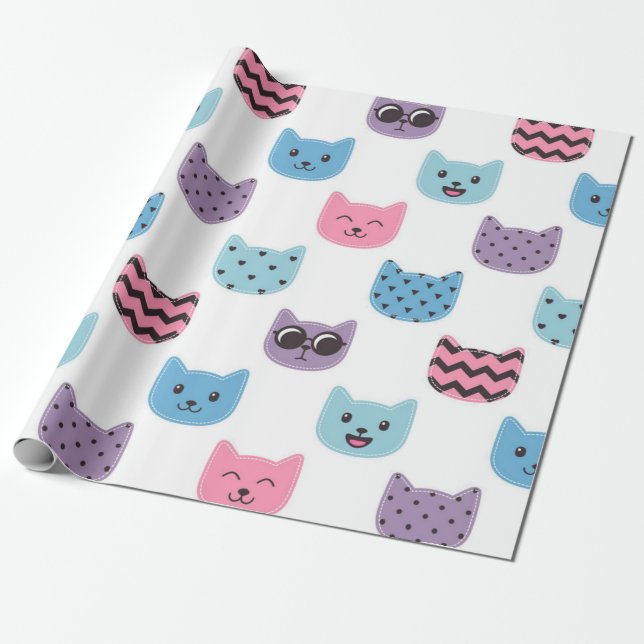 Cat pattern wrapping paper (Unrolled)
