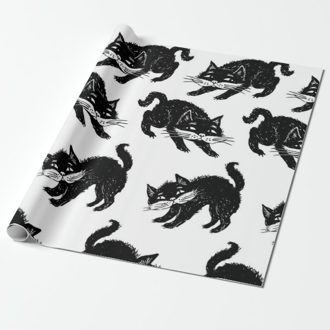 Cat pattern wrapping paper (Unrolled)