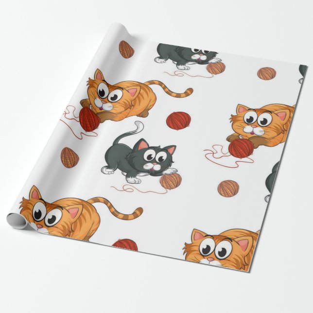 Cat pattern wrapping paper (Unrolled)