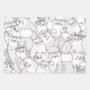Cat pattern wrapping paper sheet