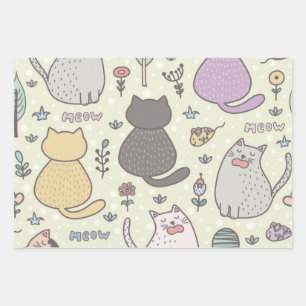 Cat pattern wrapping paper sheet