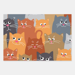 Cat pattern wrapping paper sheet