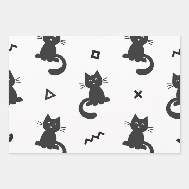 Cat pattern wrapping paper sheet (Front)