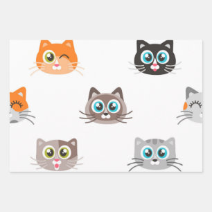 Cat pattern wrapping paper sheet