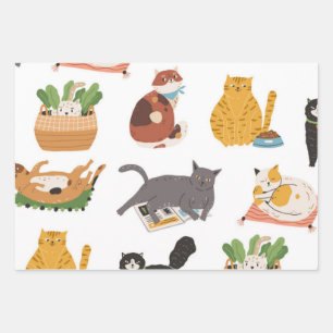 Cat pattern wrapping paper sheet