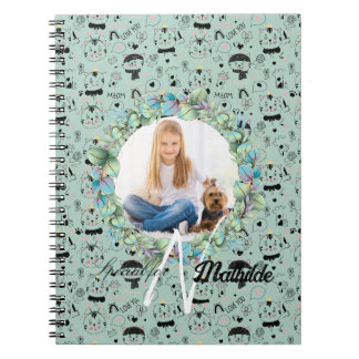 Cat Patterns Monogram Personalised Your Kids Photo Notebook