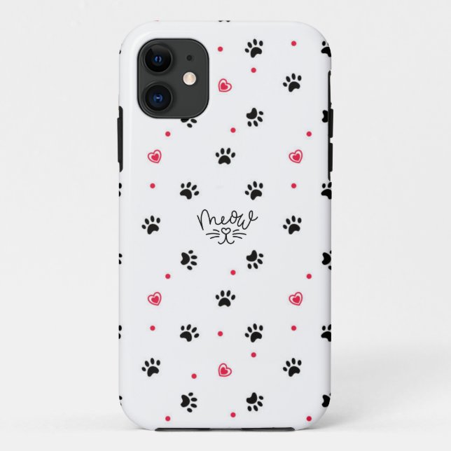 Cat Paw and Heart Phone Case (Back)