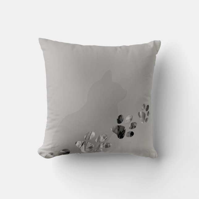 Cat Paw Black & White Prints Cushion (Front)