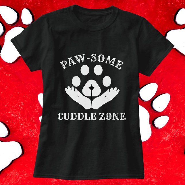Cat Paw Cuddle Zone Funny Cute Modern Personalised T-Shirt (Creator Uploaded)