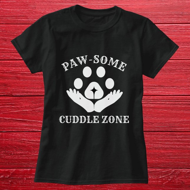 Cat Paw Cuddle Zone Funny Cute Modern Personalised T-Shirt (Creator Uploaded)