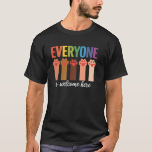 Cat Paw, Everyone Is Welcome Here Idaho Teacher T-Shirt