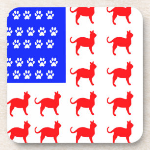 Cat + Paw Flag Coaster