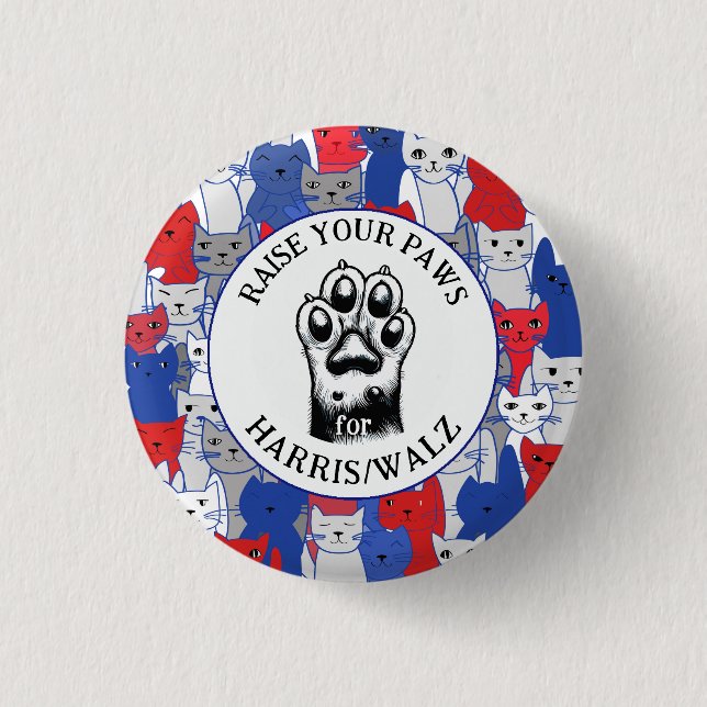 Cat Paw for Harris/Walz Design  3 Cm Round Badge (Front)