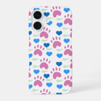 Cat Paw Hearts Meow Blue Pink Green
