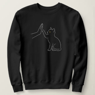 Cat Paw High Five Line Art Black-Pet Lover Tee