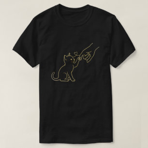 Cat Paw High Five Line Art Black-Pet Lover Tee