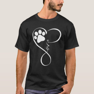 Cat Paw Love Pawprint Heartbeat Kitty Gift Love Ca T-Shirt
