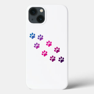 Cat Paw Pattern Pink Blue Purple iPhone 13 Case