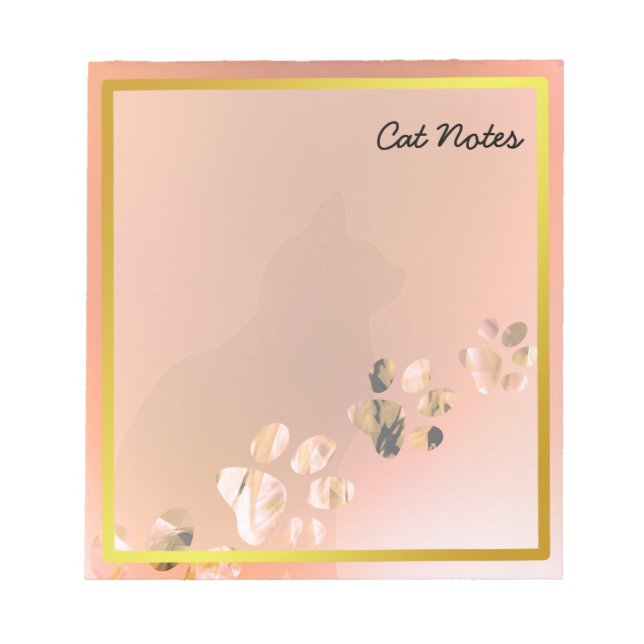Cat Paw Personalise Orange Prints For Cat Lovers Notepad (Front)