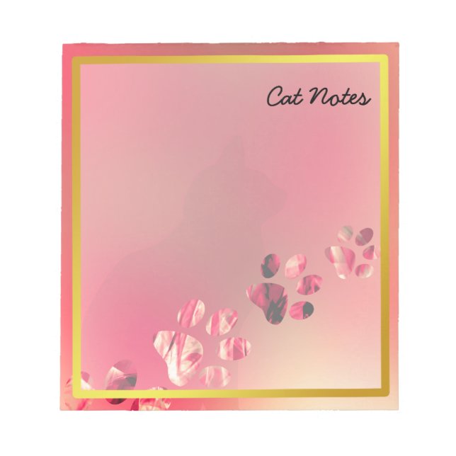 Cat Paw Personalise Orange Prints For Cat Lovers Notepad (Front)