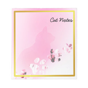 Cat Paw Personalise Pink Prints For Cat Lovers Notepad