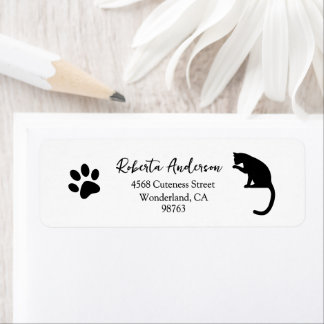 Cat Paw Print Address Labels, Return Address Label