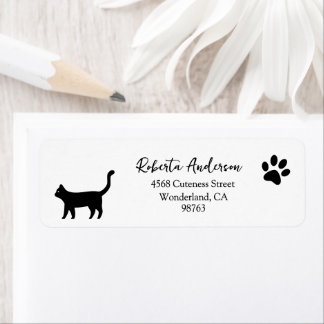 Cat Paw Print Address Labels, Return Address Label