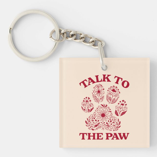 Cat Paw Print Funny Cat Meme Key Ring (Front)