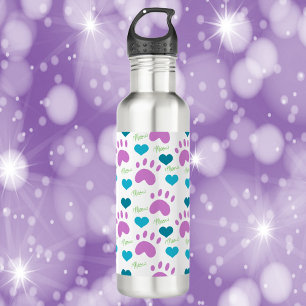 Cat Paw Print Heart Meow Pattern 710 Ml Water Bottle