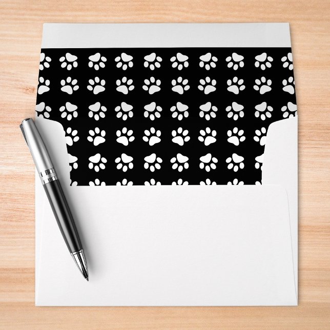 Cat Paw Print Pattern Black and White Birthday Envelope (Creator Uploaded)