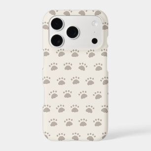 Cat Paw Print Pattern Cream iPhone Case