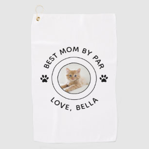 Cat Paw Print Photo Text Golf Pun Best Mum By Par Towel