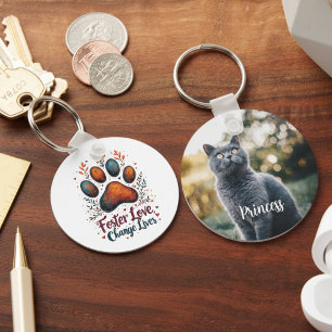 Cat Paw Print Rescue Advocate Pet Parent Key Ring