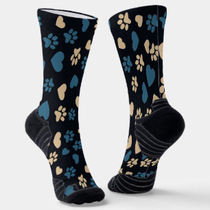Cat Paw Prints and Hearts Pattern Socks 