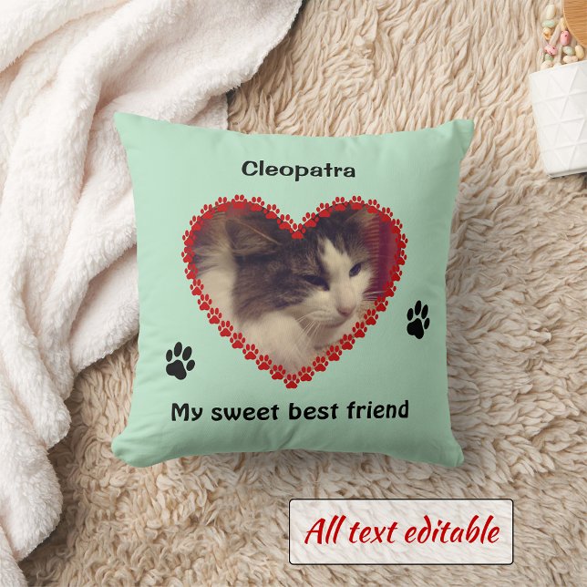 Cat paw prints memorial custom photo cushion (Creator Uploaded)