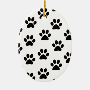 Cat Paw Prints Oval Ornament